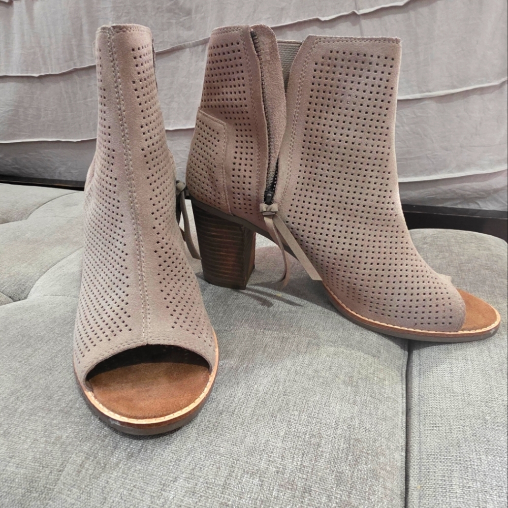 Tom's Brand Perforated Taupe Ankle Boots
